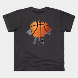 Shredded, Ripped and Torn Basketball Kids T-Shirt